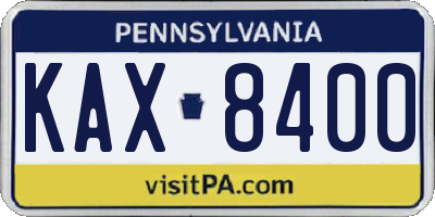 PA license plate KAX8400