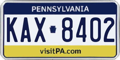 PA license plate KAX8402