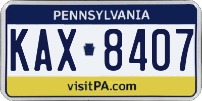 PA license plate KAX8407