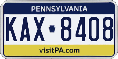 PA license plate KAX8408