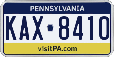 PA license plate KAX8410