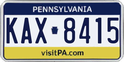 PA license plate KAX8415