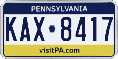 PA license plate KAX8417