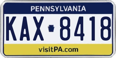 PA license plate KAX8418