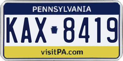 PA license plate KAX8419