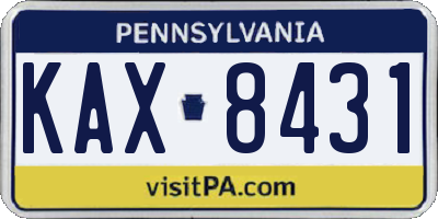 PA license plate KAX8431