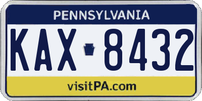 PA license plate KAX8432