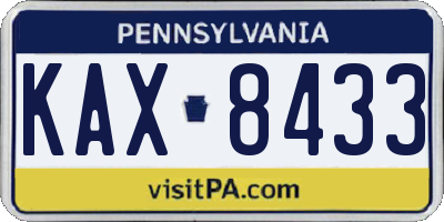 PA license plate KAX8433