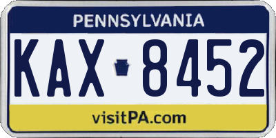 PA license plate KAX8452
