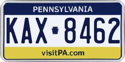 PA license plate KAX8462