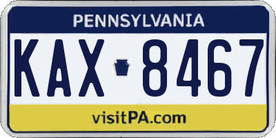 PA license plate KAX8467
