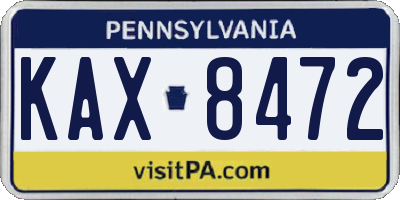 PA license plate KAX8472