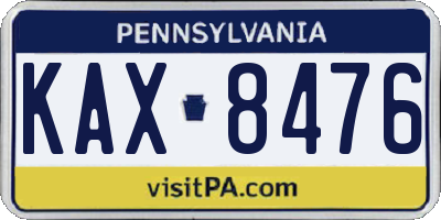 PA license plate KAX8476
