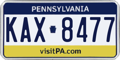 PA license plate KAX8477