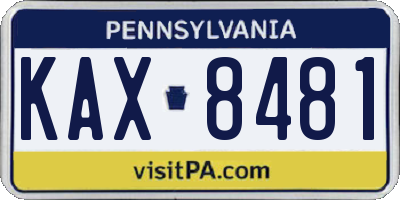 PA license plate KAX8481