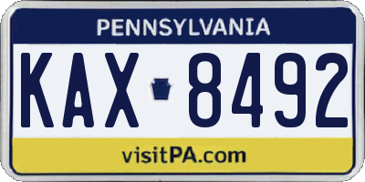 PA license plate KAX8492