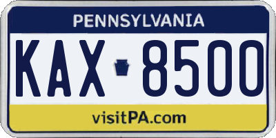 PA license plate KAX8500
