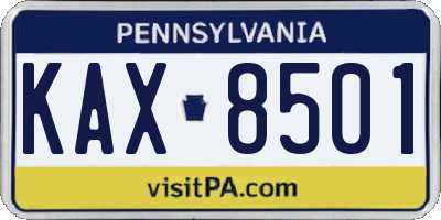 PA license plate KAX8501
