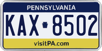 PA license plate KAX8502