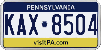 PA license plate KAX8504
