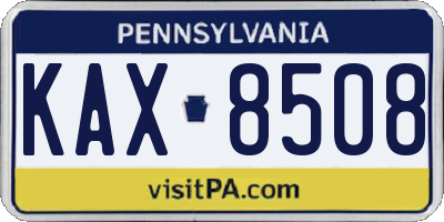 PA license plate KAX8508