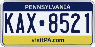 PA license plate KAX8521
