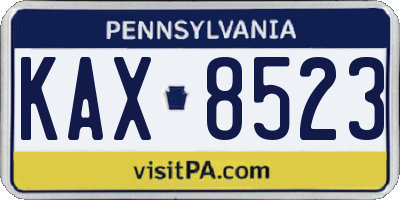 PA license plate KAX8523