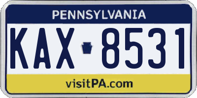 PA license plate KAX8531