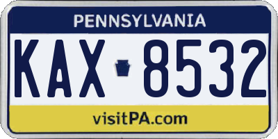 PA license plate KAX8532