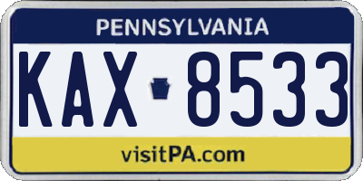 PA license plate KAX8533