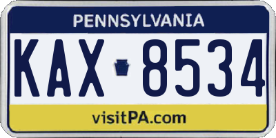PA license plate KAX8534