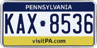 PA license plate KAX8536