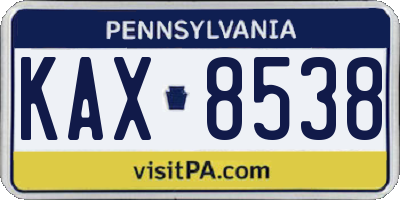 PA license plate KAX8538
