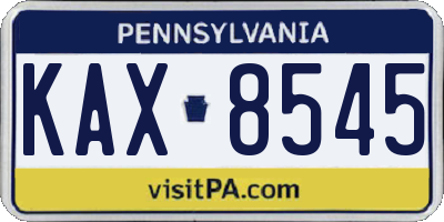 PA license plate KAX8545