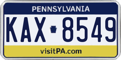 PA license plate KAX8549