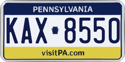 PA license plate KAX8550