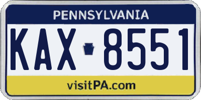 PA license plate KAX8551