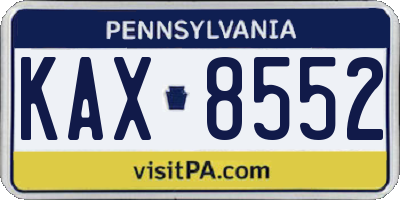 PA license plate KAX8552