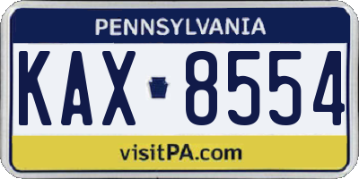 PA license plate KAX8554
