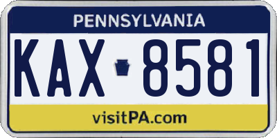 PA license plate KAX8581