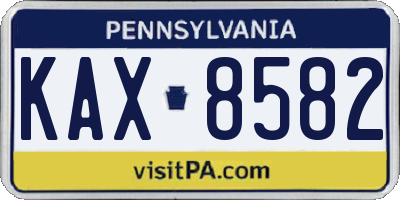 PA license plate KAX8582
