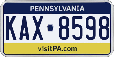 PA license plate KAX8598
