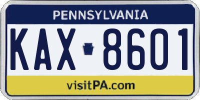 PA license plate KAX8601