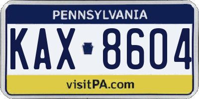 PA license plate KAX8604