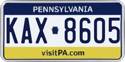PA license plate KAX8605