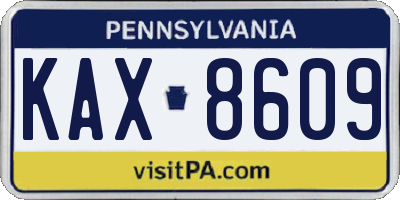 PA license plate KAX8609