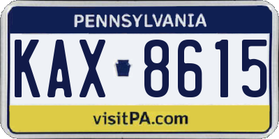 PA license plate KAX8615