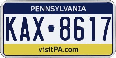 PA license plate KAX8617