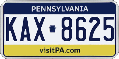 PA license plate KAX8625