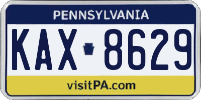 PA license plate KAX8629
